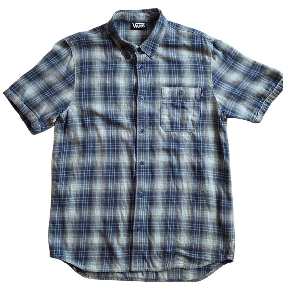 Vans Other - Vans Medium Blue Plaid Short Sleeve Button Down Skate Shirt